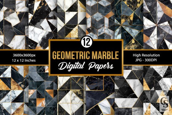 Geometric Marble Seamless Backgrounds Gráfico Patrones de Papel Por Creative Store