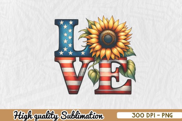 Love 4th of July Sublimation Graphic Print Templates By Zanynoti