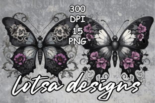 Gothic Butterfly Graphic Illustrations By lotsa designs 8