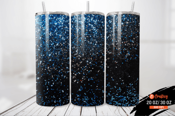 Blue and Black Glitter Tumbler Wrap Graphic Illustrations By Crafticy