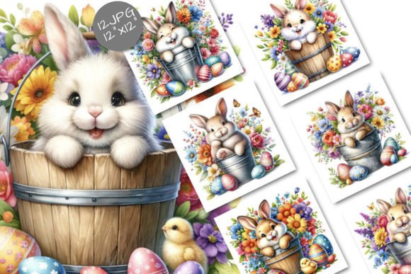 Bunny Bundle Clipart, Bunny Clipart Afbeelding AI Illustraties Door SVGirlplus
