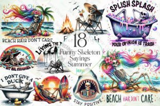 Funny Skeleton Sayings Summer Bundle Graphic Illustrations By JaneCreative 1