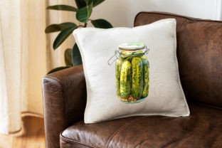 Glass Jar Filled Pickles Watercolor Graphic Illustrations By mirazooze 4