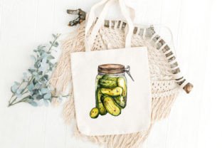 Glass Jar Filled Pickles Watercolor Graphic Illustrations By mirazooze 5