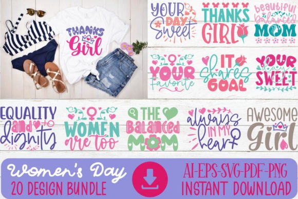Happy Women’s Day T-shirt and SVG Bundle Grafica Creazioni Di Handmade Craft