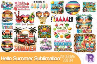 Hello Summer Sublimation Bundle Graphic Print Templates By Revelin 1