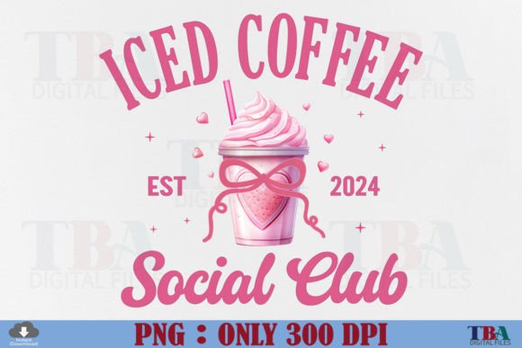 Iced Coffee Social Club Png Coquette Bow Grafik T-shirt Designs Von TBA Digital Files