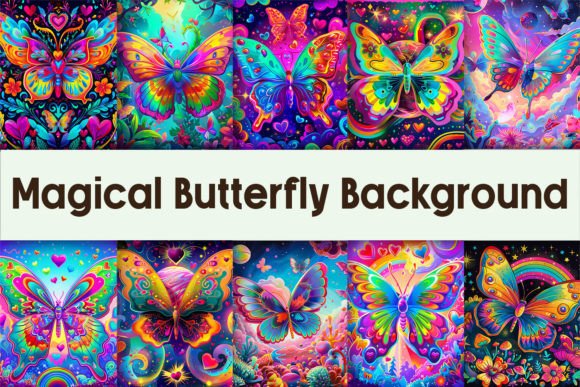 Magical Butterfly Background Grafika Rękodzieła Przez Pamilah