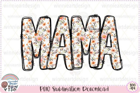 Retro Floral Mama Sublimation Mom Life Graphic T-shirt Designs By WinnieArtDesign