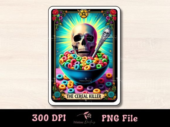 Skeleton Funny Tarot Card, Cereal Killer Graphic Crafts By Printme Darling