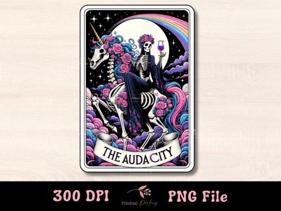 Skeleton Funny Tarot Card, the Audacity Graphic Crafts By Printme Darling