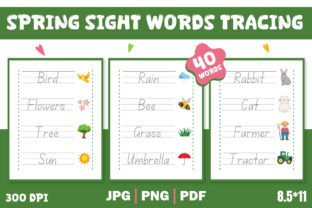Spring Sight Words Tracing for Kids Grafica PreK Di Endro 1