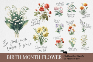 Birth Month Flower Clipart Bundle Graphic Crafts By Lazy Cat 2
