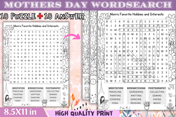 Mothers Day Word Search Puzzle Sheets Graphic 3rd grade By Lelix Art