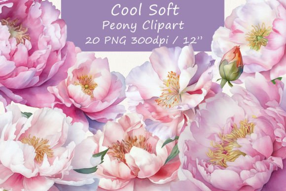 Peony Bundle Clipart, Watercolor Peony Graphic AI Illustrations By SVGirlplus
