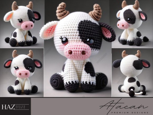 Amigurumi Crochet Cow Toy Pattern - PDF Graphic Crochet Patterns By atacanwoodbox