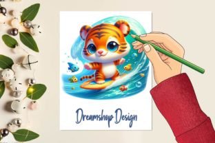 Animals Surfing Sublimation Clipart, Png Graphic Illustrations By Dreamshop 2