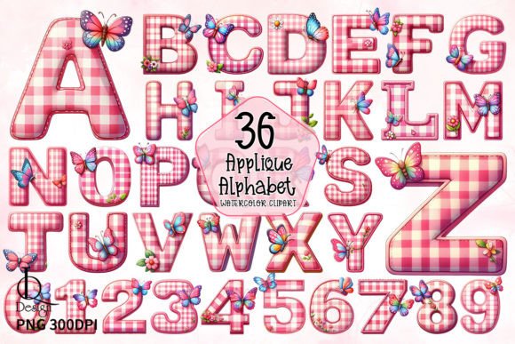Applique Butterfly Letter Alphabet Graphic Illustrations By LQ Design