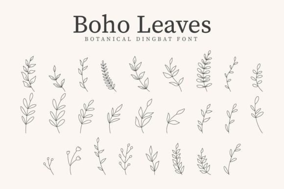 Boho Leaves Dingbats Font By CraftedType Studio