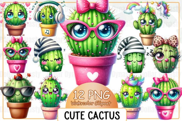 Cute Cactus Sublimation Clipart Grafica Illustrazioni AI Di Dollar Dynasty