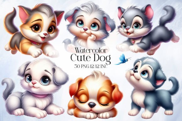 Cute Dog Clipart Bundle Graphic Illustrations By WatercolorArtist