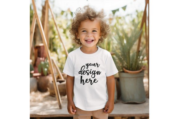 Cute Toddler Boho T-Shirt Mockup Grafik Individuell gestaltete Produktmodelle (Mockups) Von Mockup And Design Store