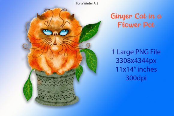 Funny Grumpy Ginger Cat Clip Art Gráfico Ilustraciones Imprimibles Por Ilona Creates