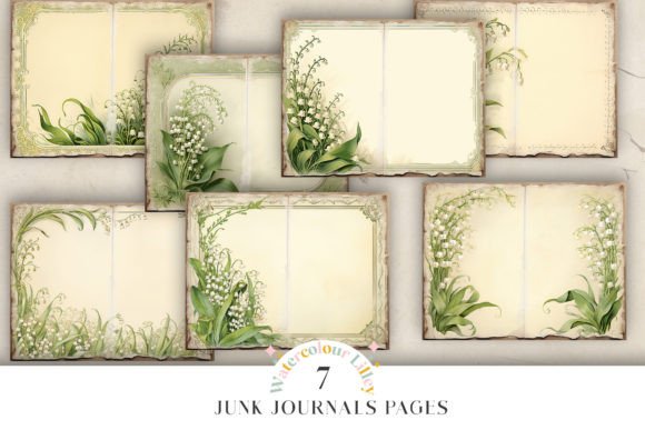 Lily of the Valley Junk Journal Pages Graphic Backgrounds By Watercolour Lilley