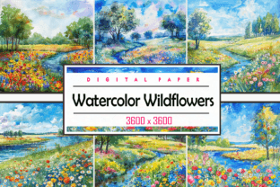 Watercolor Wildflowers Field Graphic Backgrounds By Pro Designer Team 1