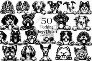 50 Peeking Dog Vector Art SVG PNG Part 3 Gráfico Ilustrações para Impressão Por Cat Lady 1
