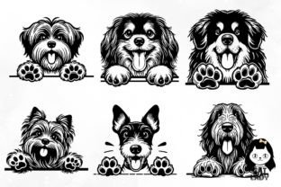 50 Peeking Dog Vector Art SVG PNG Part 3 Gráfico Ilustrações para Impressão Por Cat Lady 3