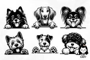 50 Peeking Dog Vector Art SVG PNG Part 3 Gráfico Ilustrações para Impressão Por Cat Lady 4