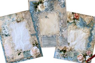 Blue Southern Charm Antique Lace Pearls Graphic Backgrounds By Visual Gypsy 7