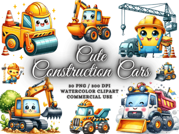 Construction Vehicles Clipart Png Bundle Graphic Illustrations By Artistic Revolution