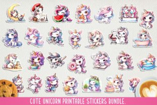 Cute Unicorn Stickers BUNDLE. Cricut. Graphic AI Illustrations By NadineStore 1