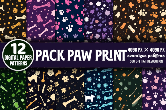 Dog Paw Pattern Digital Papers Bundle Graphic Papier-Muster By CraftArt