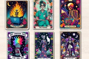 Funny Skeleton Tarot Card Sublimation Graphic Illustrations By Printme Darling 4
