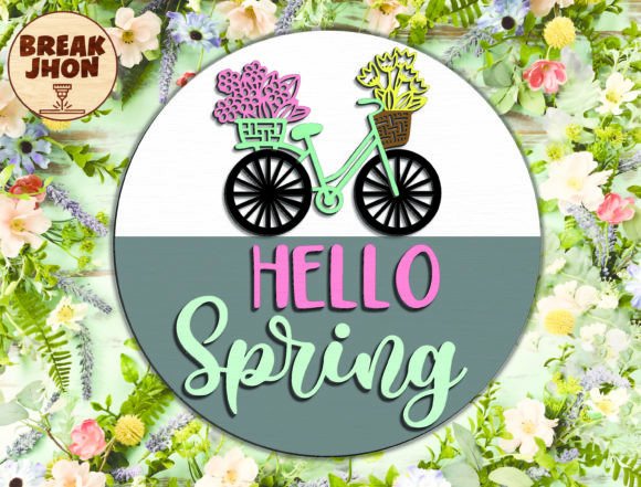 Hello Spring Flower Sign Afbeelding 3D-SVG Door Break Jhon