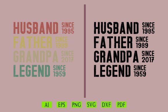 Husband Father Grandpa Legend SVG Gráfico Diseños de Camisetas Por TheCreativeCraftFiles