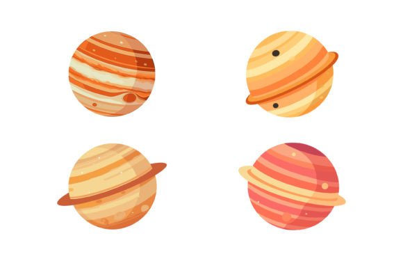 Jupiter Planet Space Illustration Set Graphic Illustrations By Unique Design Team