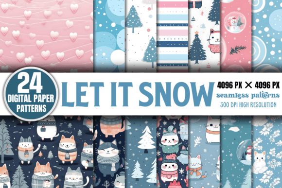 Let It Snow Christmas Patterns Bundle Afbeelding Papieren Patronen Door CraftArt