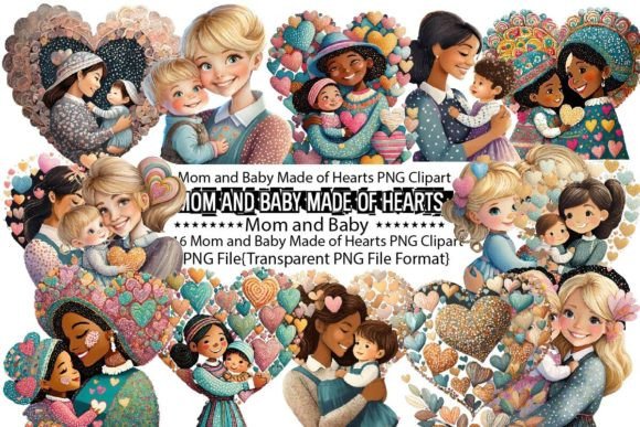 Mom and Baby Made of Hearts Sublimation Grafik Druck-Vorlagen Von PrintExpert