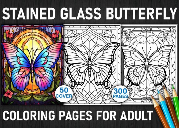 Stained Glass Butterfly Coloring Pages Grafik Ausmalseiten & Malbücher für Erwachsene Von Asma Store