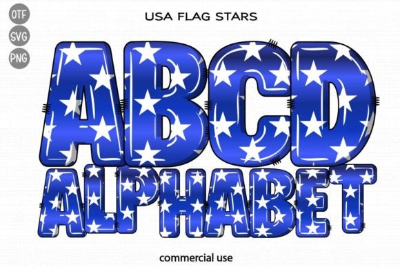 Usa Flag Stars Polices de Couleur Police Par Kik Design