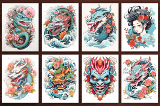 200 Japanese Tattoo Coloring Pages KDP Gráfico Desenhos e livros de colorir para adultos Por kdp Design 5