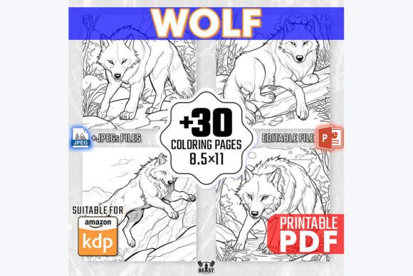 30 Wolf Coloring Pages for Kids & Adults Graphic AI Coloring Pages By Beast Designer
