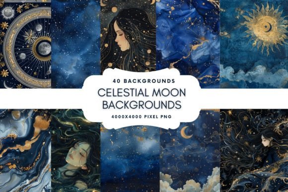 Celestial Moon Zodiac Backgrounds Gráfico Fondos Por Enchanted Marketing Imagery