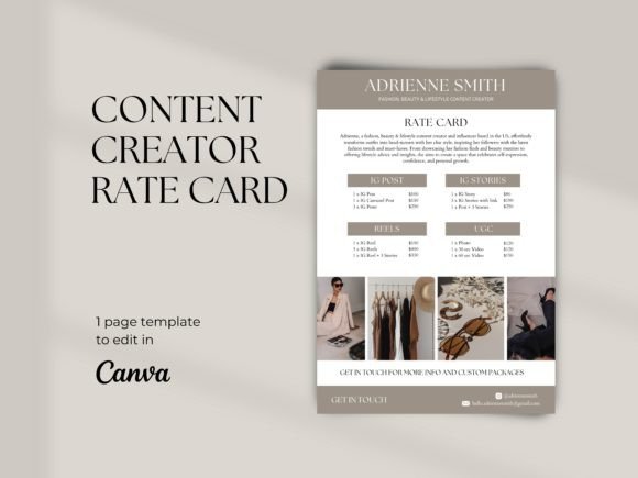 Content Creator Rate Card Template Graphic Graphic Templates By Business Chic Studio