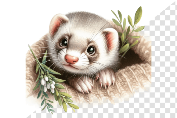 Ferret Peek Watercolor Clipart Graphic Illustrations By Design Store
