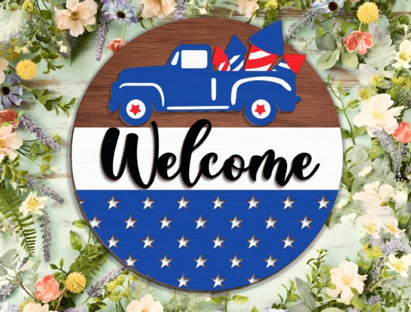 Happy July 4th Welcome Sign - Break Jhon Graphic 3D SVG By Break Jhon
